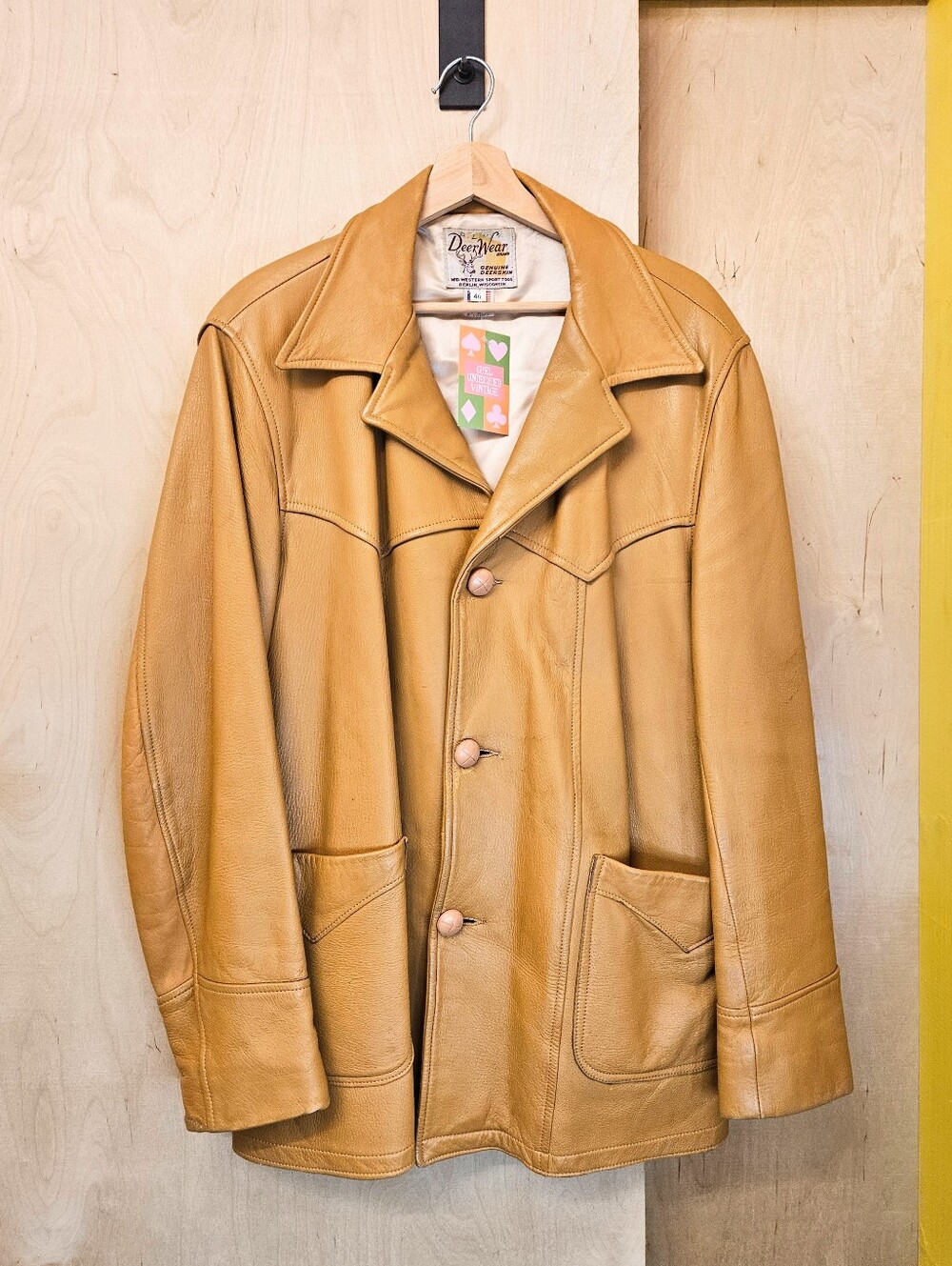 70s Light Tan Deerskin Leather Jacket